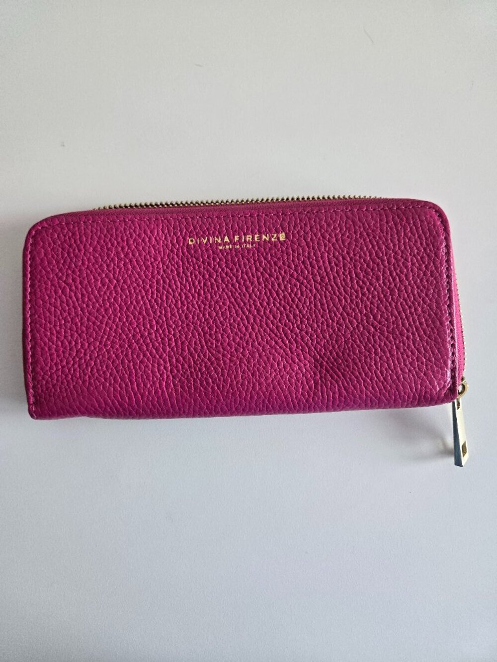 Divina Firenze Fuchsia pink genuine pebbled leather wallet - NEW